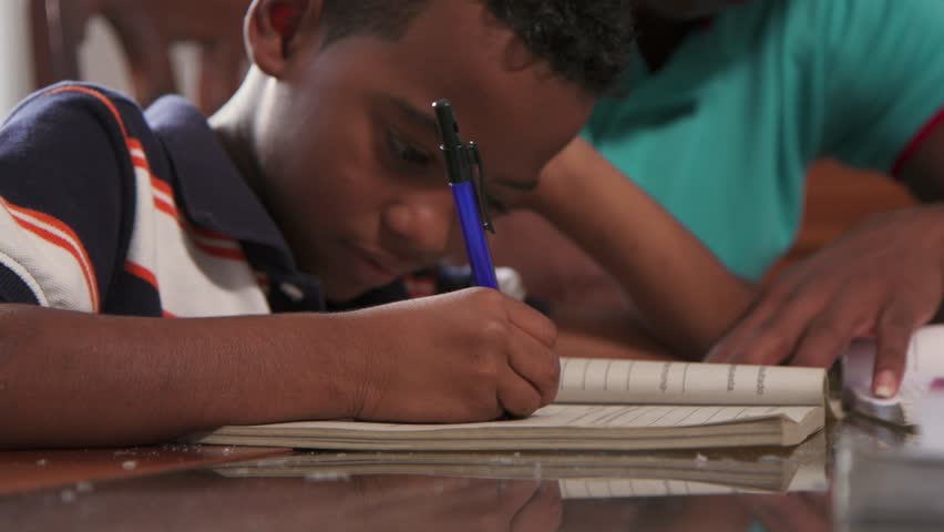 Happy black family at home. African american father and child. Latino dad helping son with school homework. Education and relationship, man teaching and boy learning
 Royalty-Free Stock Footage #24133024