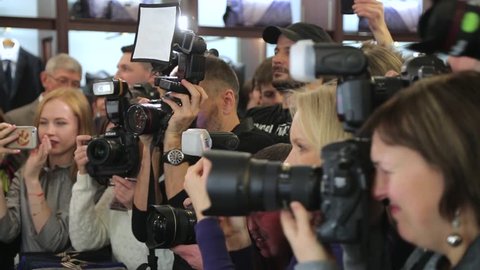 MOSCOW, RUSSIA – March, 24: Paparazzi are shooting the stars