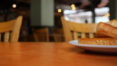 Table at restaurant, blurred background