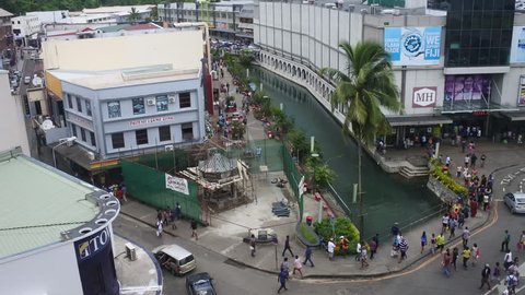 SUVA, FIJI - JAN 06 2017:Aerial view of Suva city center, Fiji. Suva is the capital and second largest municipality and largest municipality with city status in Fiji.