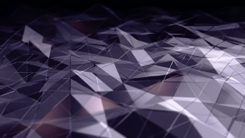 Abstract background with animation of waving smooth polygonal surface from glass, chrome or plastic. Good technological backdrop. Animation of seamless loop.