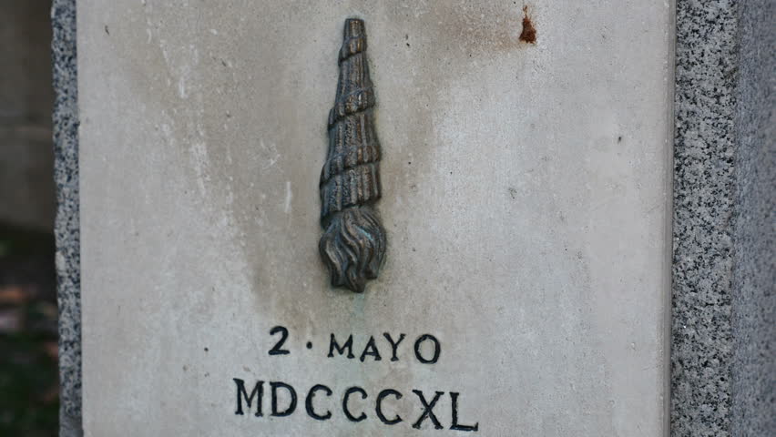 Monument of the 2 de Mayo in Madrid, Spain. Filmed in February 2017.