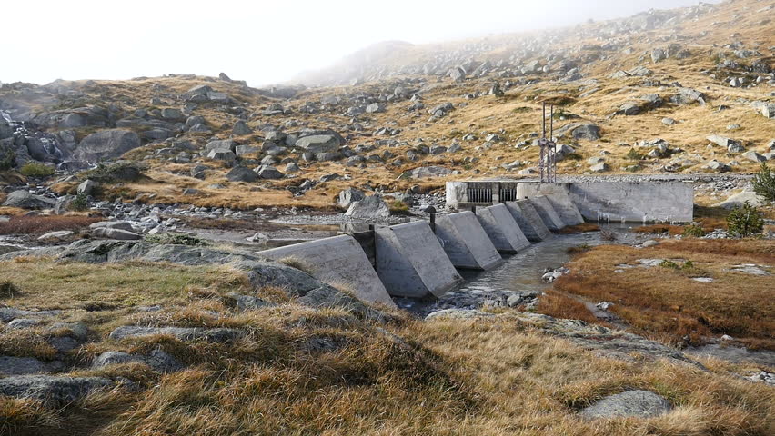 Small Dam in Pyrenees high Mountain Landscape in Autumn, Saboredo, Carros de Foc