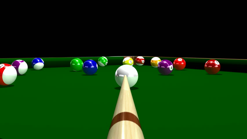 Pool cue breaking. HD 1080. Animation.