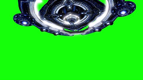 Alien Mothership Lights 3D Rendering Green Screen