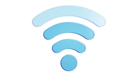Isolated blue Wi-Fi icon rotating on the white background. Seamless loop animation. Alpha matte channel included. 4K Resolution (Ultra HD). Other version available - check my profile.