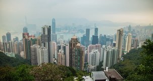 Hong Kong - Time Lapse Of Central And Victoria Harbour From Victoria Peak, Hong Kong