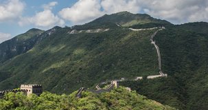 Beijing - Time Lapse Of The Great Wall Of China Winding Through The Mutianyu Mountains