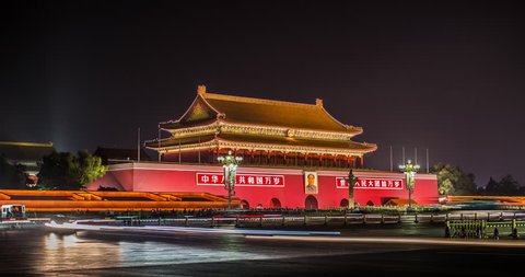 Beijing - Time Lapse Of Tiananmen, The Gate Of Heavenly Peace In Beijing, China