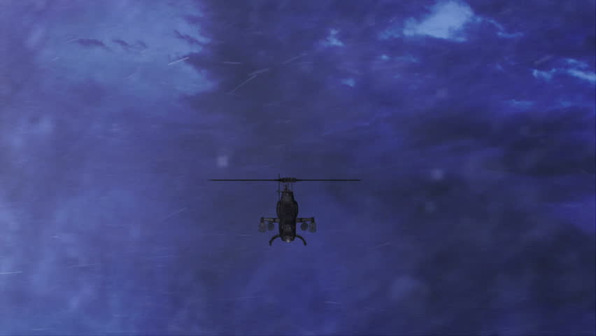 Outpost attacked by a light combat helicopter...(Computer generated comp with