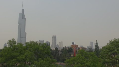 Timelapse of Skyline of Nanjing with Zifeng Tower, Nanjing, China