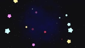 Cartoon flying through star field. Seamless looping space travel animation. Use it as background, intro, opener or logo revealer for your video project.