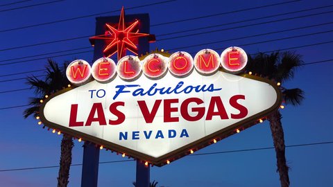 High quality video of welcome to fabulous Las Vegas Sign at night in 4K