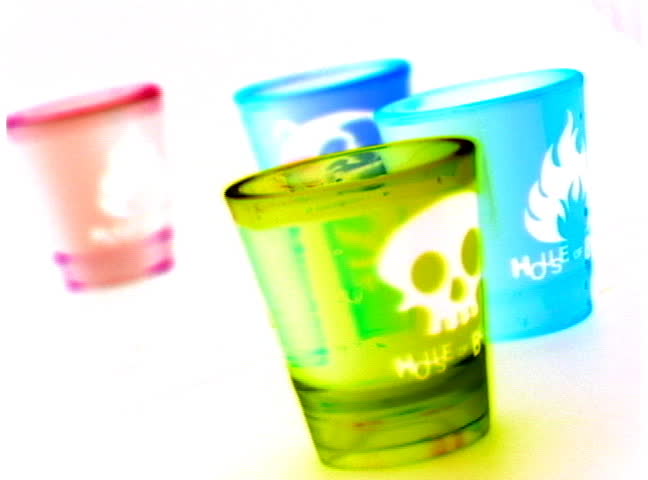 Shot glasses scattered, with effects, #2.