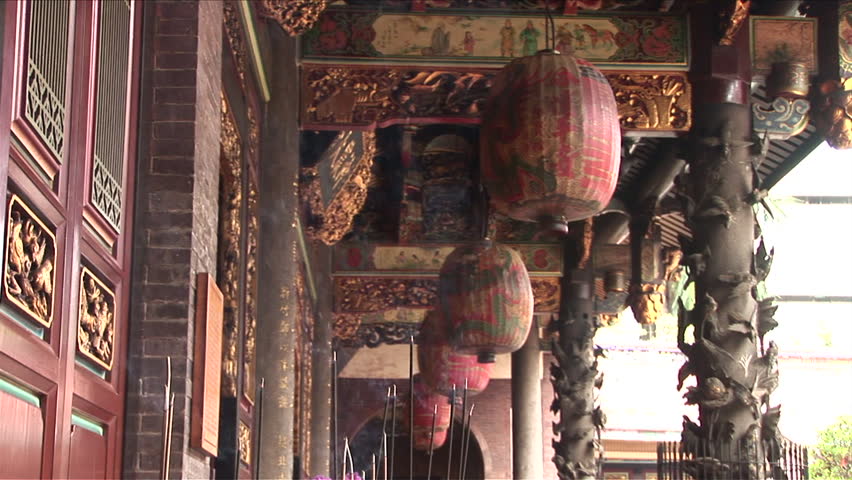 View of incense burning in the Bao-an Temple Taipei Taiwan