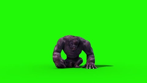 Gorilla Screams and Dies Animals 3D Rendering Green Screen Animation