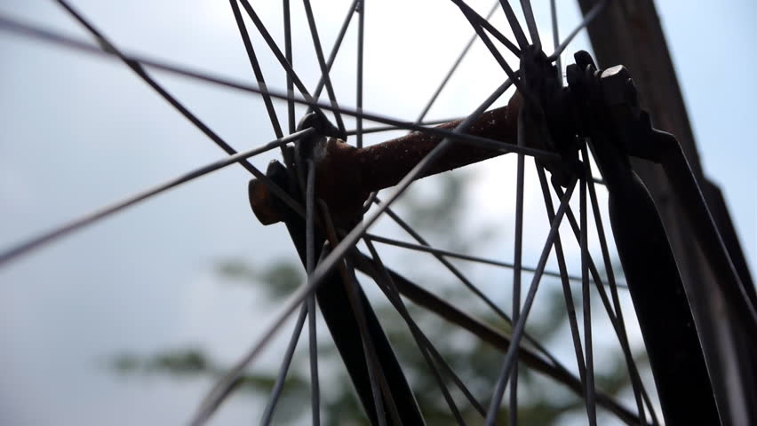 Bicycle wheel rotating 