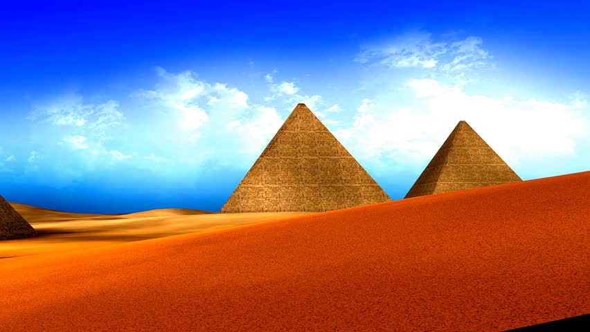 Egyptian pyramids with vivid color.
