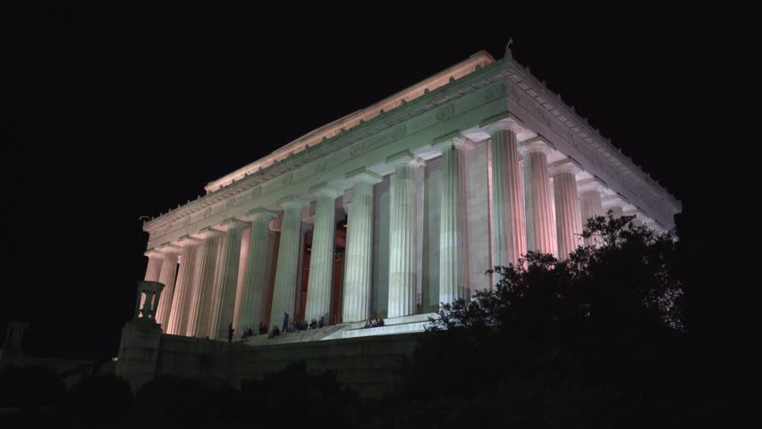 Abraham Lincoln Memorial at night, slider shot - Washington DC, United States