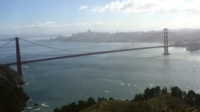 Zooming timelapse of the Golden gate bridge, filmed from marin headlands in San Fransisco, California, United states of america