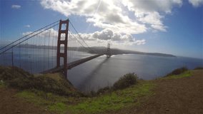 Zooming pan timelapse of the Golden gate bridge, in San Fransisco, California, United states of america.