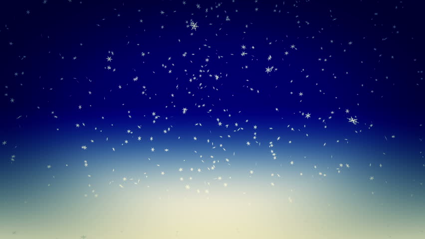 Snow falling on blue background