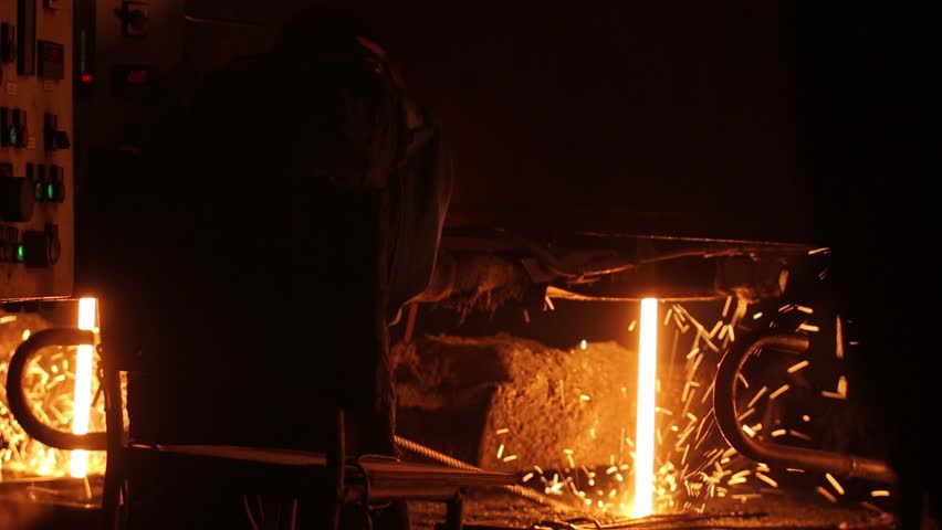People working in the metallurgical plant Royalty-Free Stock Footage #24228196