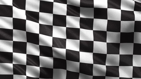 Loop-ready checkered race flag waving in the wind with highly detailed fabric texture