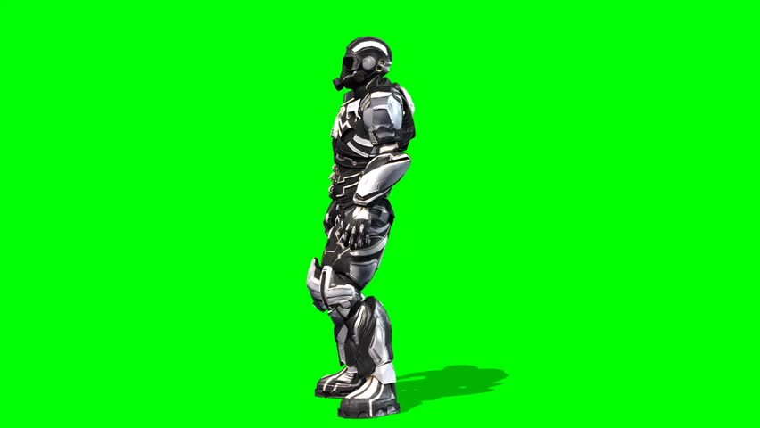 futuristic space soldier - talks animation - green screen 
