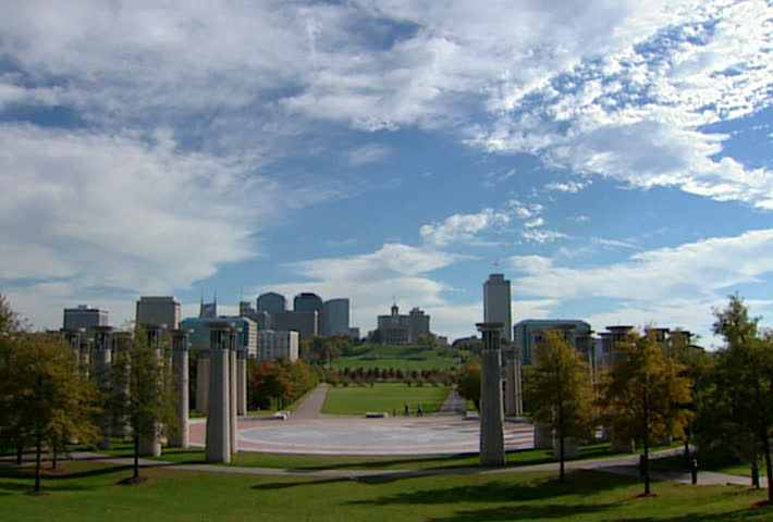 NASHVILLE - Circa 2002: Bicentennial Mall with Tennessee State Capitol in Nashville in 2002.