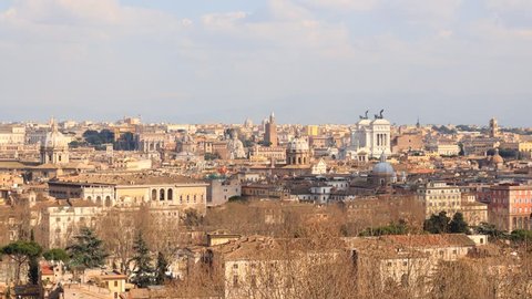 From the Janiculum Hill (Gianicolo) Panorama Rome, Italy timelapse.