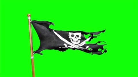 Pirate Flag Skull and Crossbones 3D Rendering Green Screen Animation