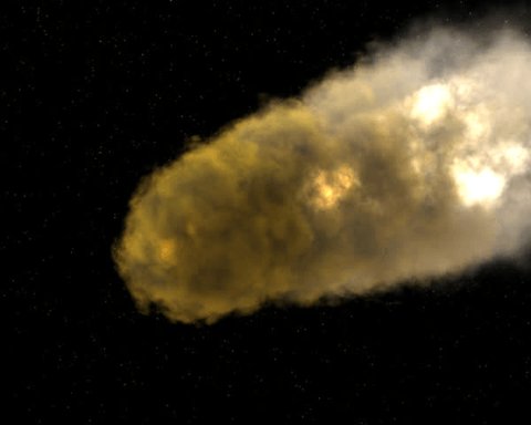 Fireball or comet traveling in space