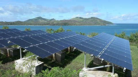 Solar PV modules on a remote Yasawa Islands in Fiji. Fiji Sustainable Energy goals include sourcing more than 80% of the countrys electricity from renewable energies by 2020, and 100% by 2030.