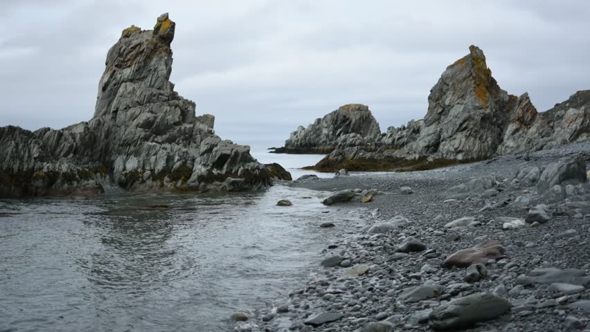 Somber Rocky Shoreline in Newfoundland, Canada (Time Lapse)