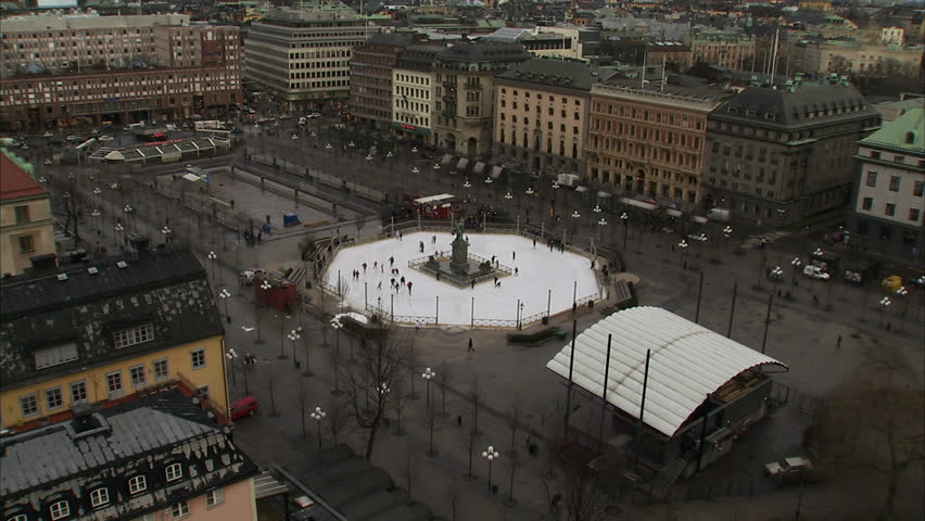 A skating-rink in the middle of Stockholm, Sweden.