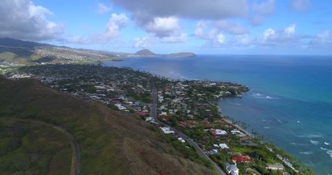 Aerial footage of Kahala Oahu Hawaii 4k 30p