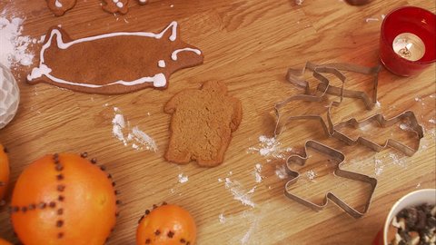 Decorating gingerbread biscuits, Sweden. Stock Video