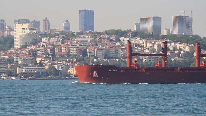 ISTANBUL - JUNE 2: Bulk carrier ship, ARCADIA (IMO: 9635999, Liberia) sails with