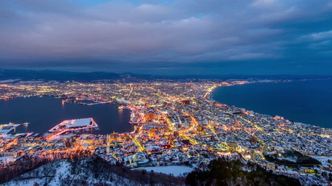 Hakodate, Hokkaido, Japan Skyline at twilight.