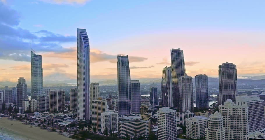 Aerial of the Surfers Paradise skyline on Queensland