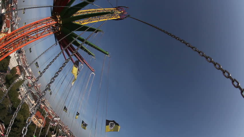 MUNICH - SEP 23: A Chairoplane in the air at the Oktoberfest on September 23,