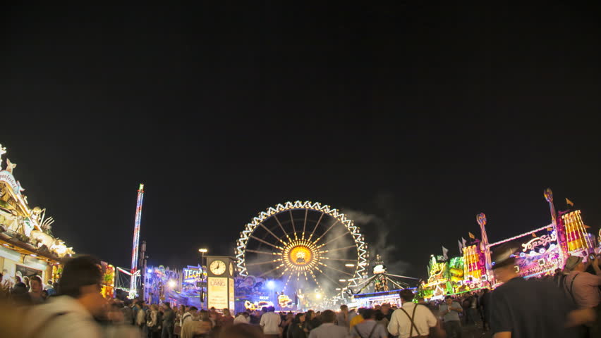 MUNICH - SEP 23: A timelapse of the Oktoberfest in fisheye view with the big