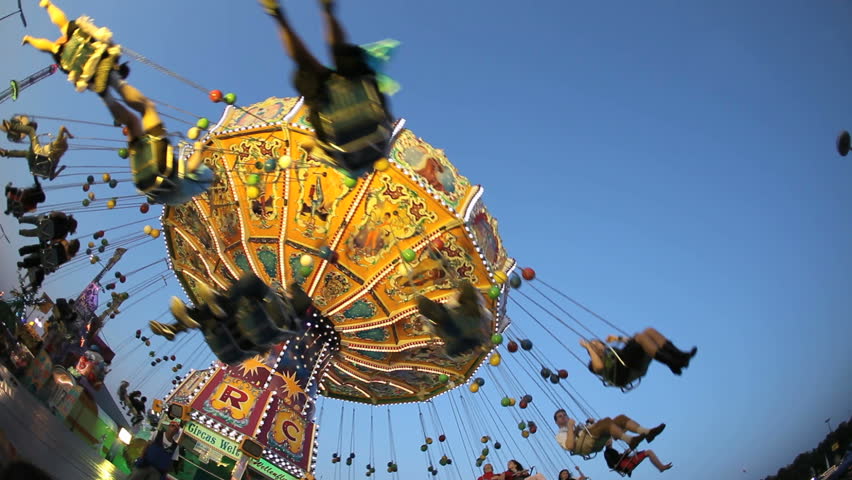 MUNICH - SEP 23: A Chairoplane at twilight at the Oktoberfest on September 23,