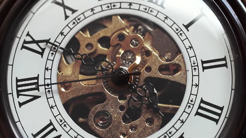 pocket watch with gears showing