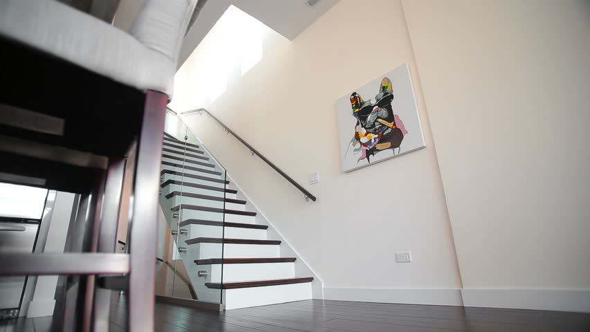 beautiful staircase in a new house and railing