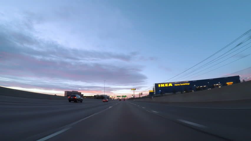 Denver, Colorado, USA-February 11, 2017. POV point of view - Driving on city highway early in the morning. | Shutterstock HD Video #24326084