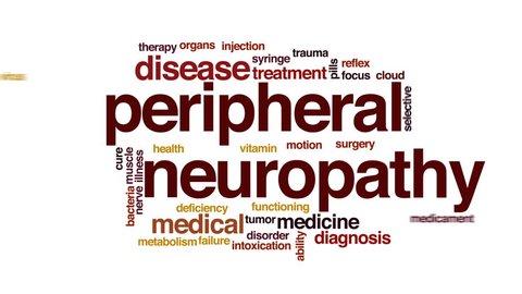 Peripheral neuropathy animated word cloud, text design animation.