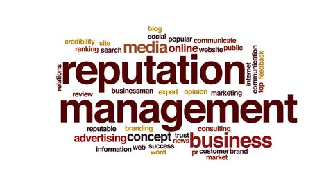 Reputation management animated word cloud, text design animation.