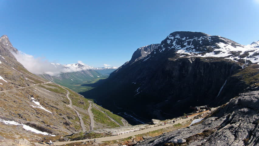 Panorama view of Trollstigen serpentine mountain road